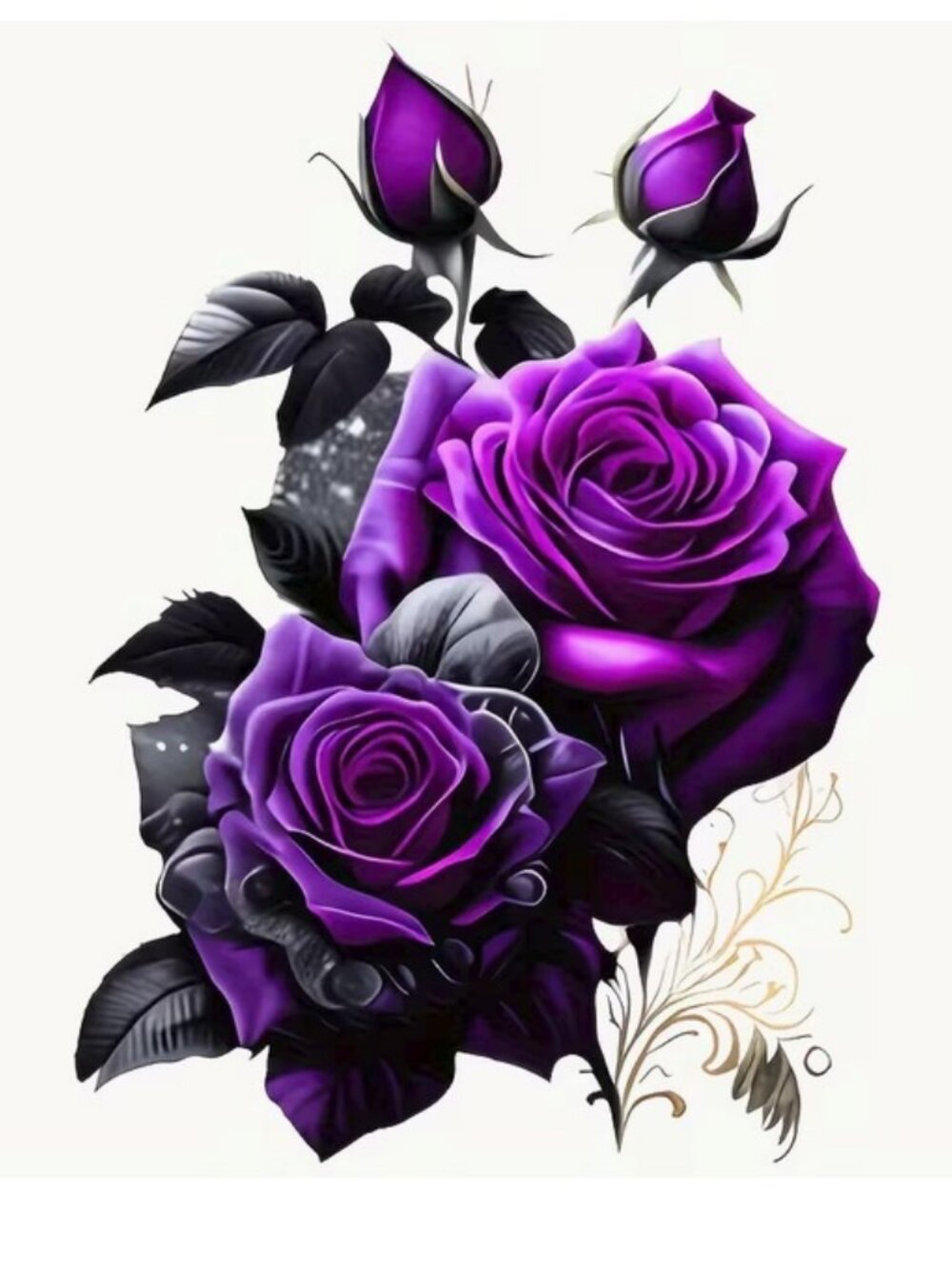 NWT 5D Diamond Art Craft Kit Purple Roses Mosaic DIY Wall Hanging Home Decor